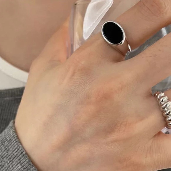 ⚡️Insta black oval sterling open ring - Picture 3 of 5